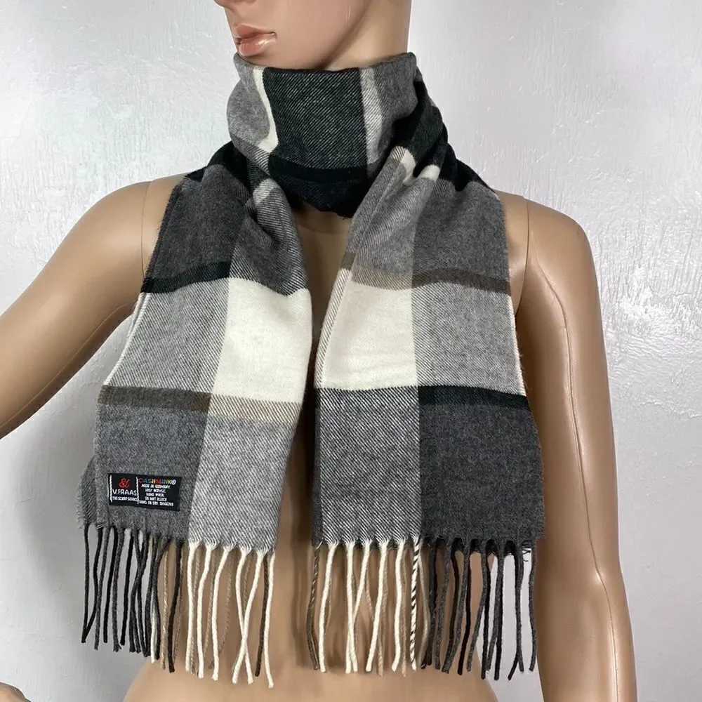 V. Fraas Patterned Check Cashmink scarf